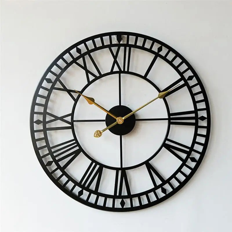 Roman Numerals Iron Wall Clock - Silent Metal Home Decor