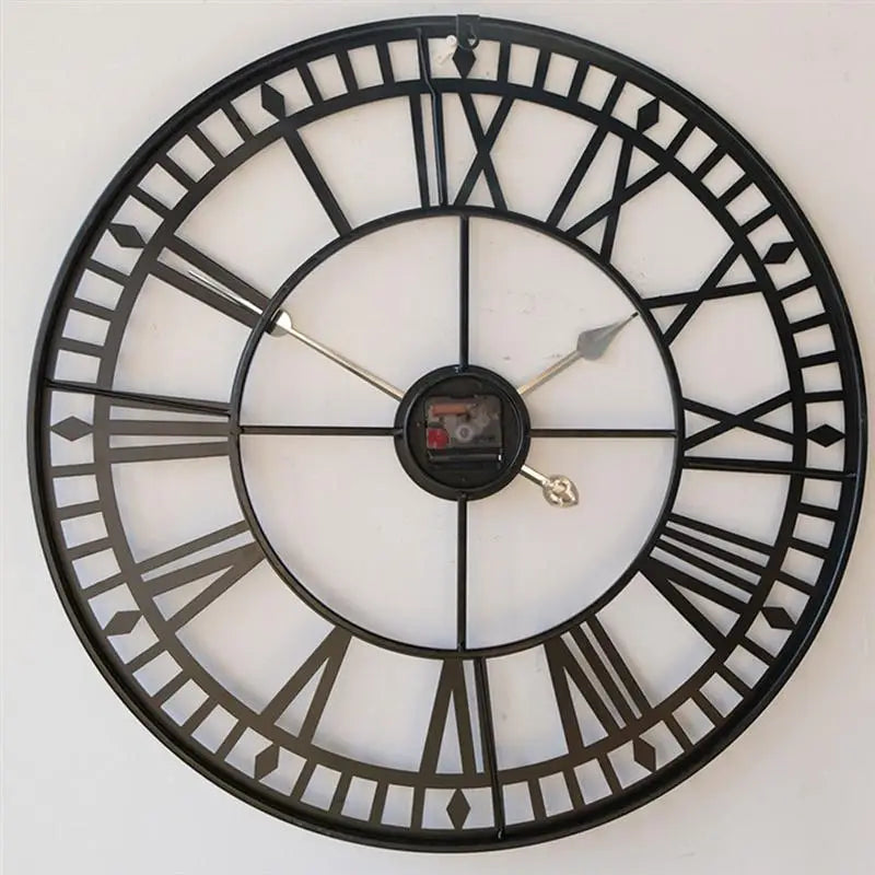 Roman Numerals Iron Wall Clock - Silent Metal Home Decor