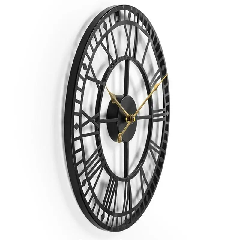 Roman Numerals Iron Wall Clock - Silent Metal Home Decor