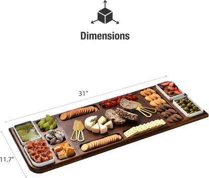 Premium Charcuterie Wood Board - Magnetic Acacia Cheese Tray